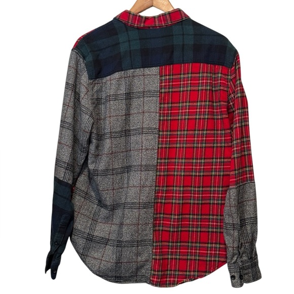 Urban Outfitters Mix & Match Plaid Button Down Flannel Blue Red Mens Large - Picture 5 of 10